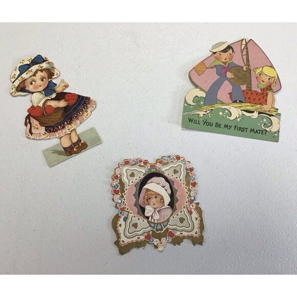 Other - 1930's-40's VINTAGE DIE CUT VALENTINE CARDS ~ LOT of 3~ ❤️